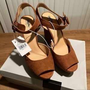 New Brown Suede Platform Heel